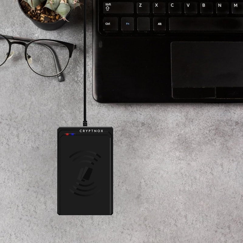 Cryptnox Contactless Smart Card Reader – ISO 14443 & Mifare® Compliant | NFC Reader Writer USB Type-C and Type-A Connectivity | Secure Authentication for E-Payments, E-Commerce, Access Control & More - Image 4